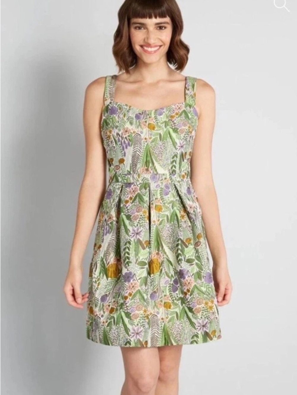 ModCloth Spring Garden Fling Fit and Flare Jacquard Dress Size 14